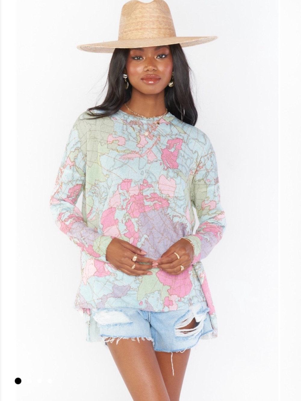 Mumu Pastel Map-Print Lightweight Sweater